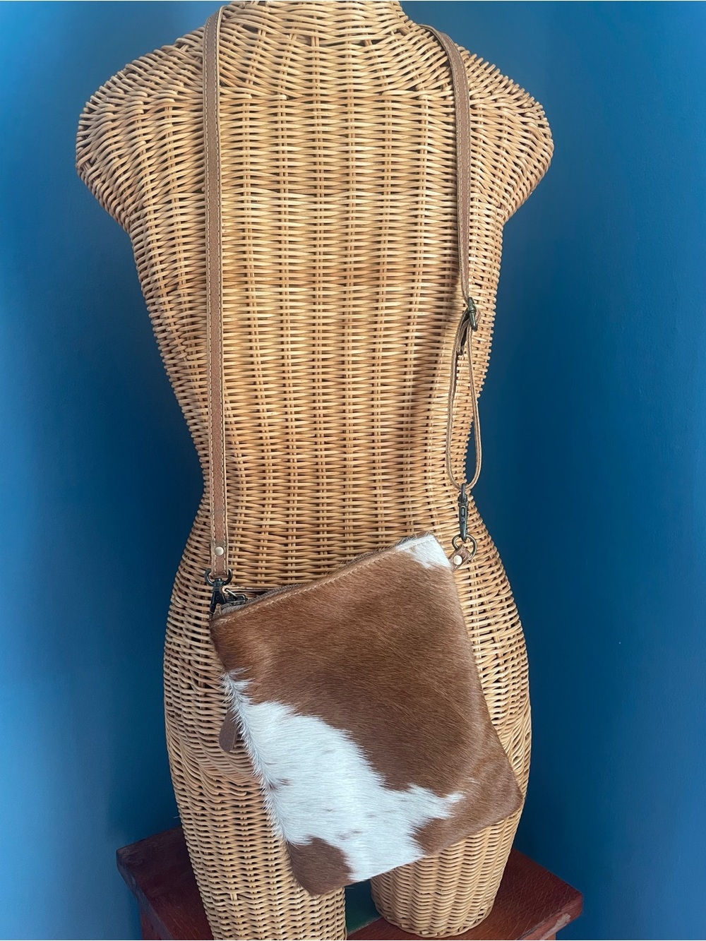 Myra Bag Leather Hair-On Small Cross Body Bag Brown White Cowhide